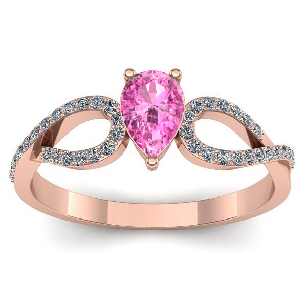 Inel logodna cu safir roz lacrima