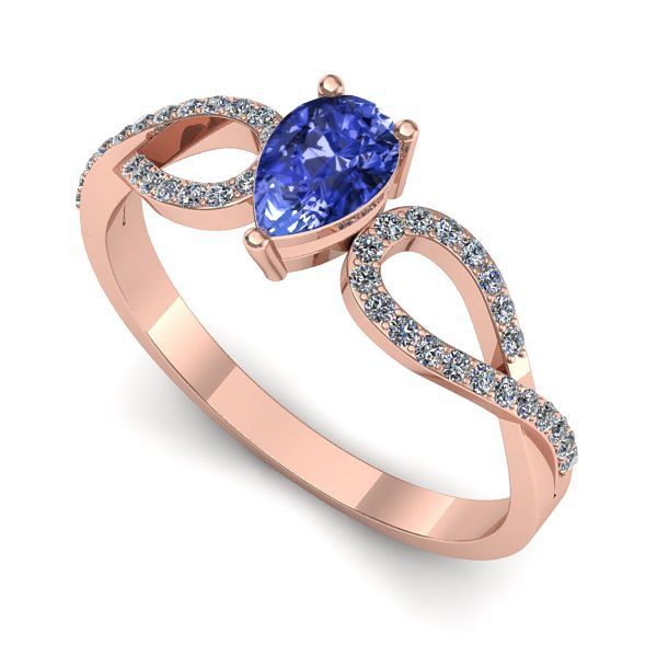 Inel de logodna din aur roz cu tanzanit