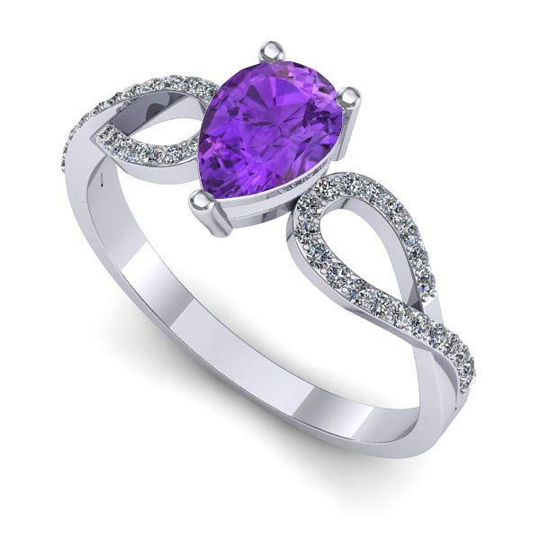 Inel de logodna din aur alb cu ametist