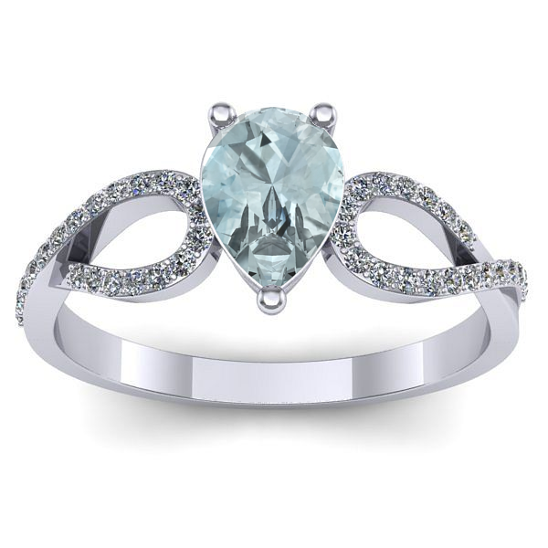 Inel de logodna cu aquamarin lacrima