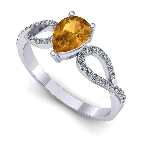 Inel din aur alb cu citrin