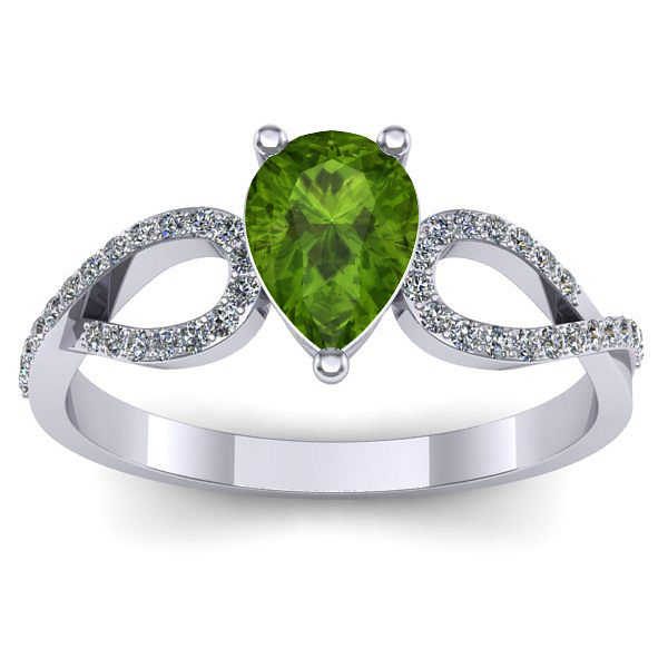 Inel de logodna cu peridot lacrima