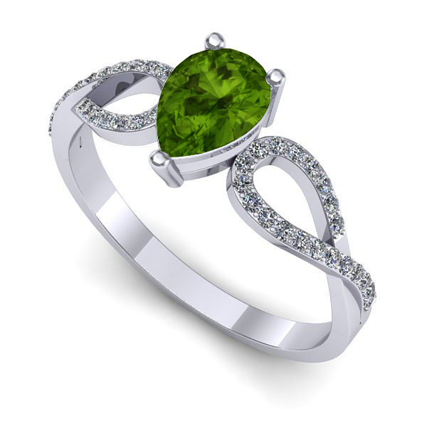 Inel din aur alb cu peridot