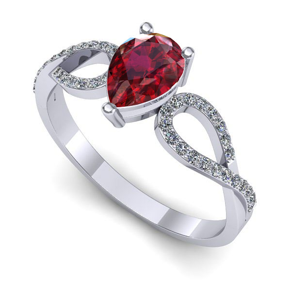 Inel din aur alb cu rubin