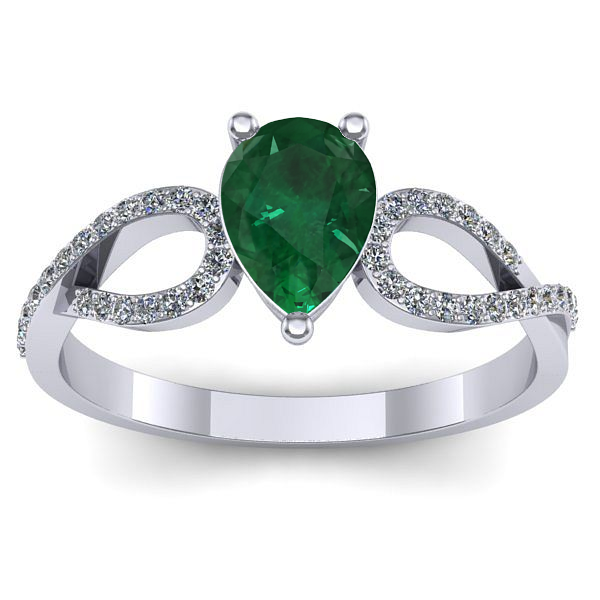 Inel logodna cu smarald lacrima