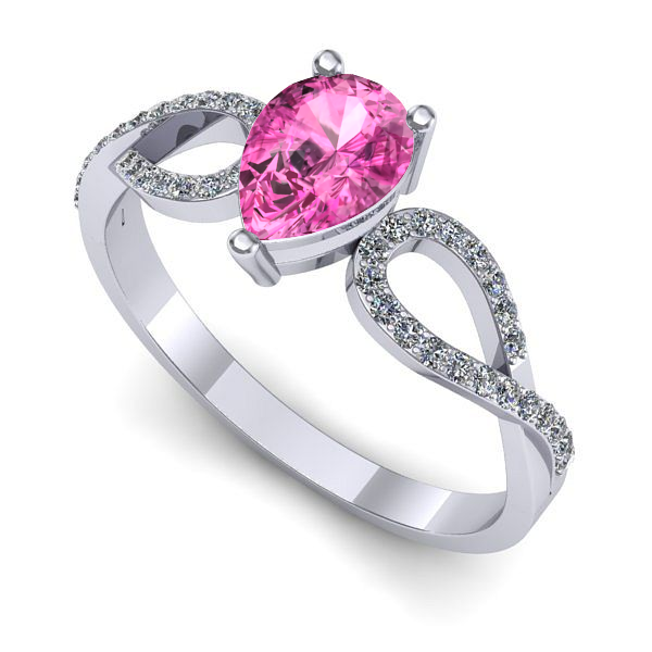 Inel din aur alb cu safir roz