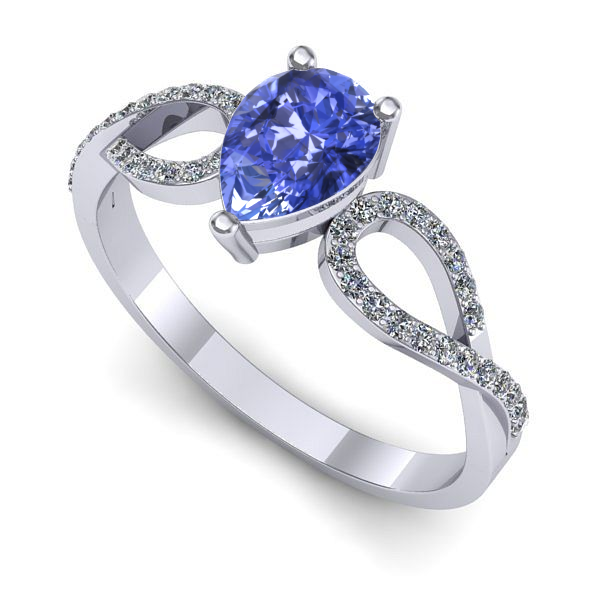 Inel din aur alb cu tanzanit