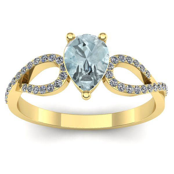 Inel logodna cu aquamarin lacrima