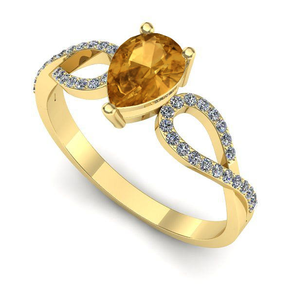 Inel din aur galben cu citrin