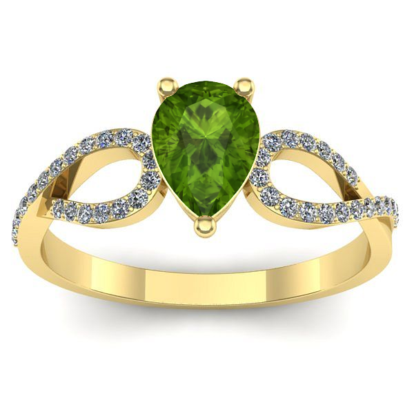 Inel logodna cu peridot lacrima