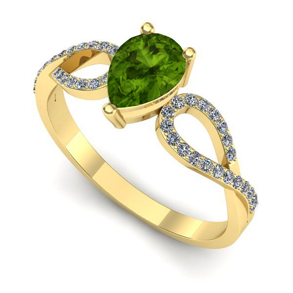 Inel de logodna din aur galben cu peridot
