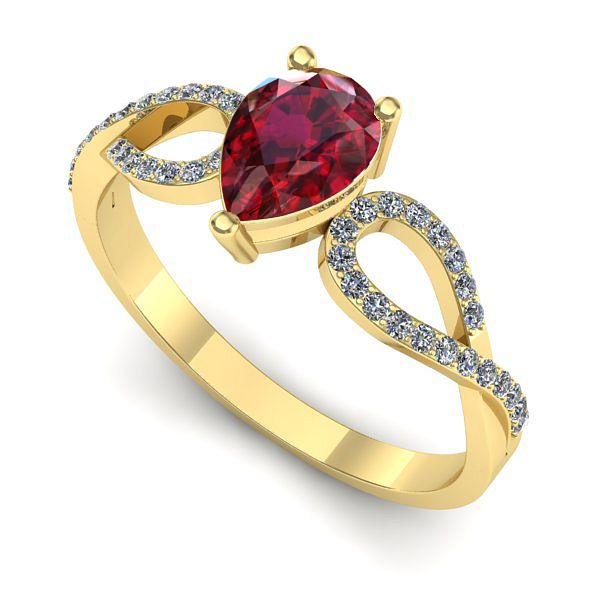 Inel logodna din aur galben cu rubin