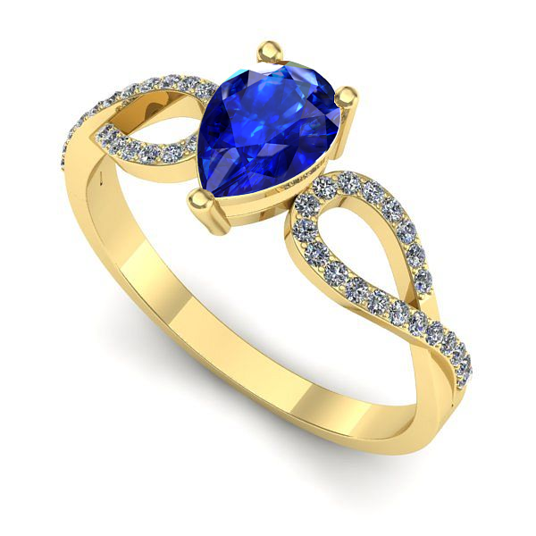 Inel din aur galben cu safir