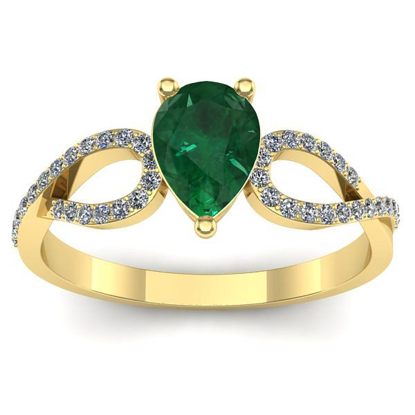 Inel logodna cu smarald lacrima