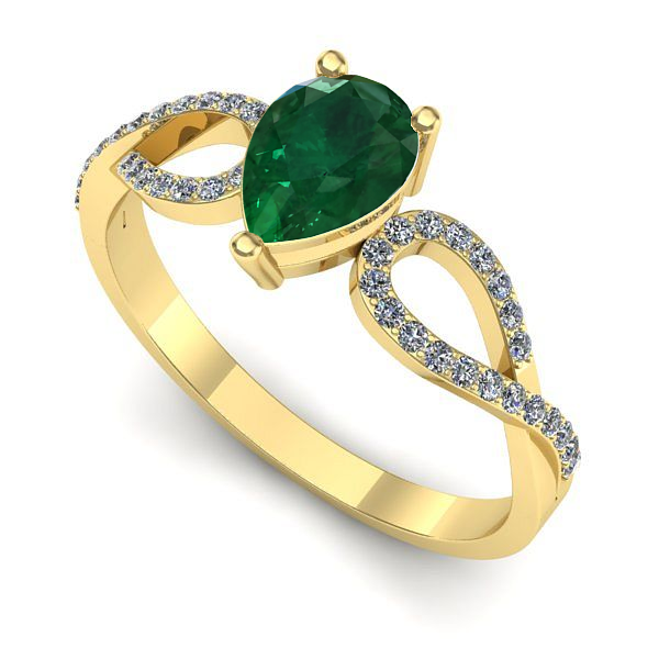 Inel din aur galben cu smarald