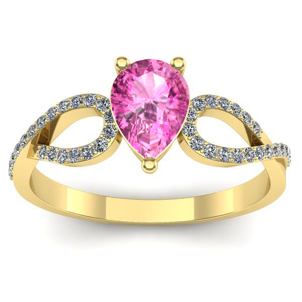 Inel logodna cu safir roz lacrima