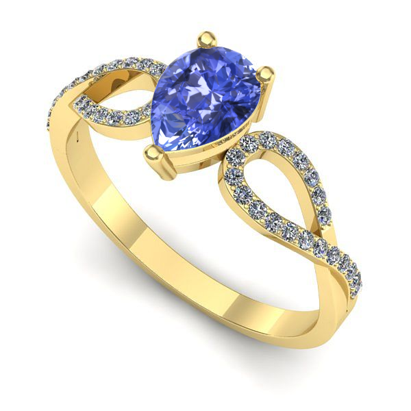Inel de logodna din aur galben cu tanzanit