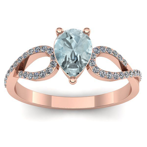 Inel cu aquamarin lacrima