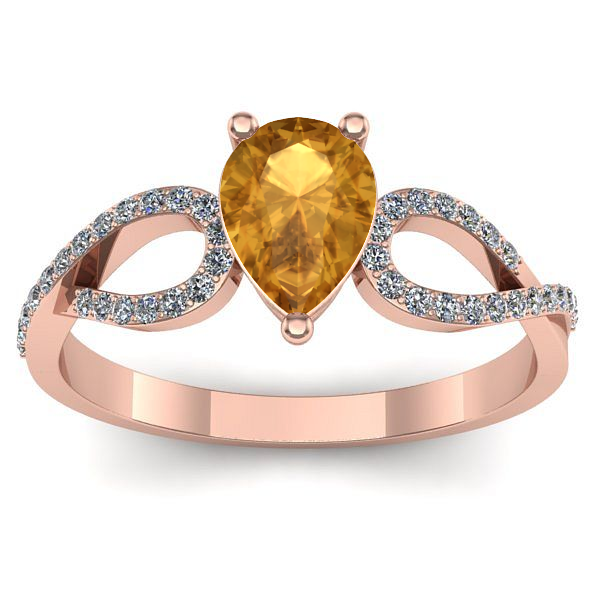 Inel logodna cu citrin lacrima