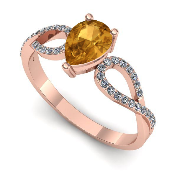 Inel logodna din aur roz cu citrin