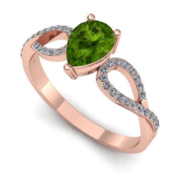 Inel din aur roz cu peridot