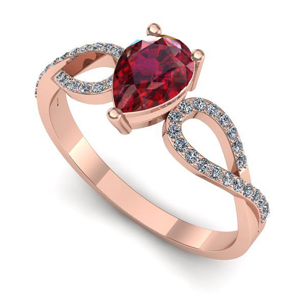 Inel de logodna din aur roz cu rubin