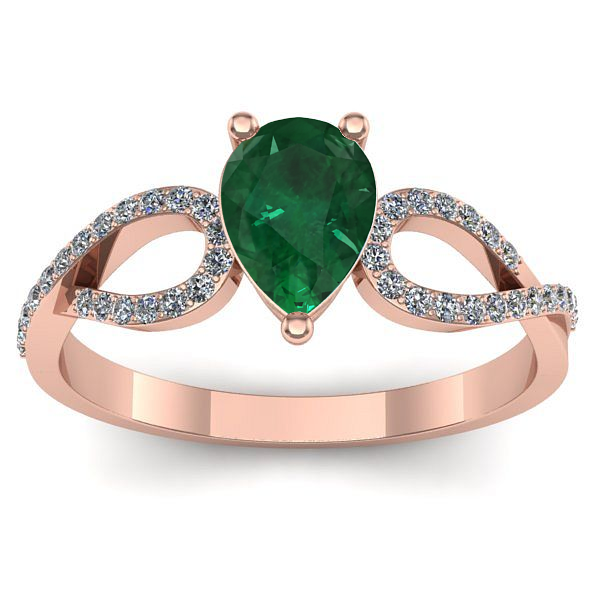 Inel logodna cu smarald lacrima