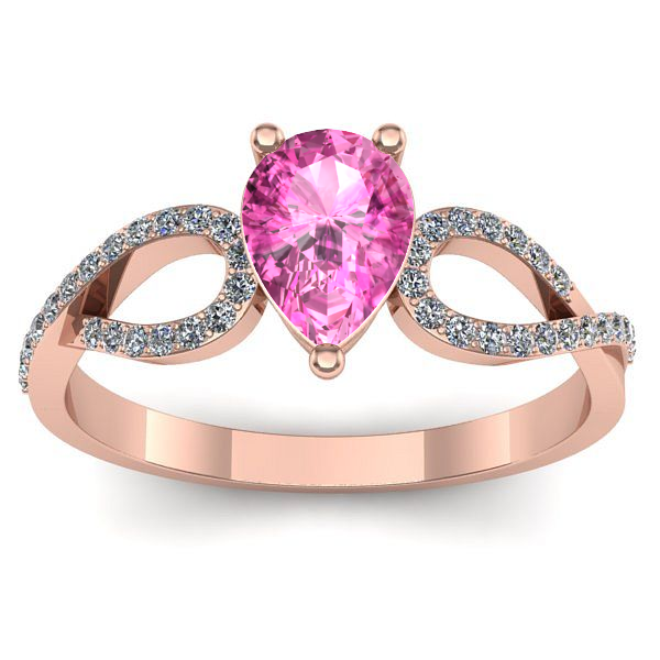 Inel cu safir roz lacrima