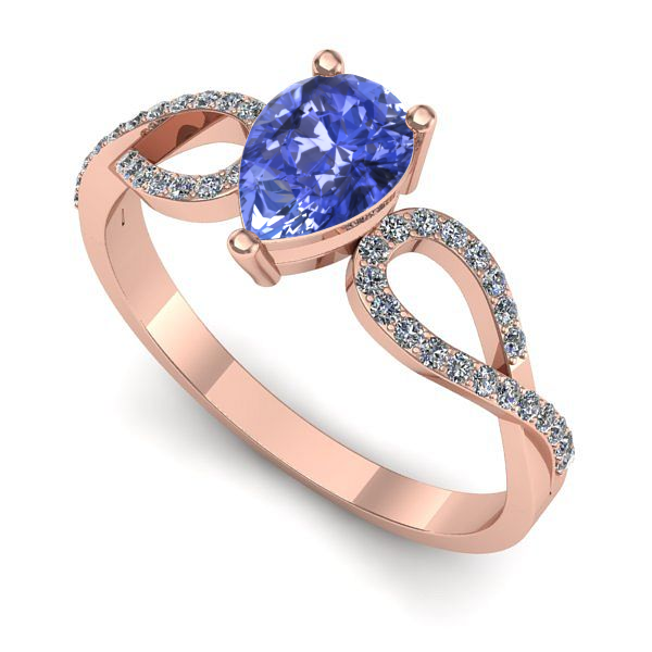 Inel din aur roz cu tanzanit