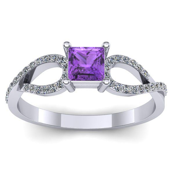 Inel cu ametist patrat