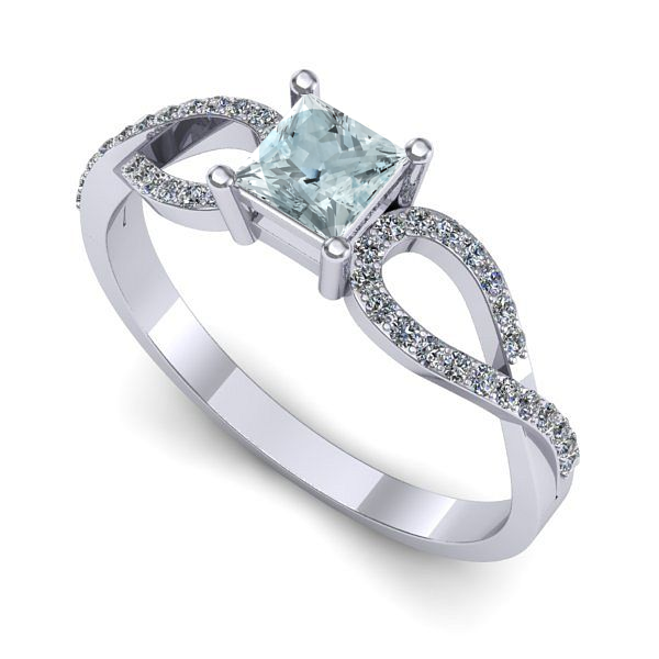 Inel din aur alb cu aquamarin