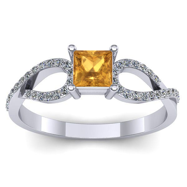 Inel de logodna cu citrin patrat