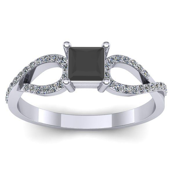 Inel cu diamant negru patrat