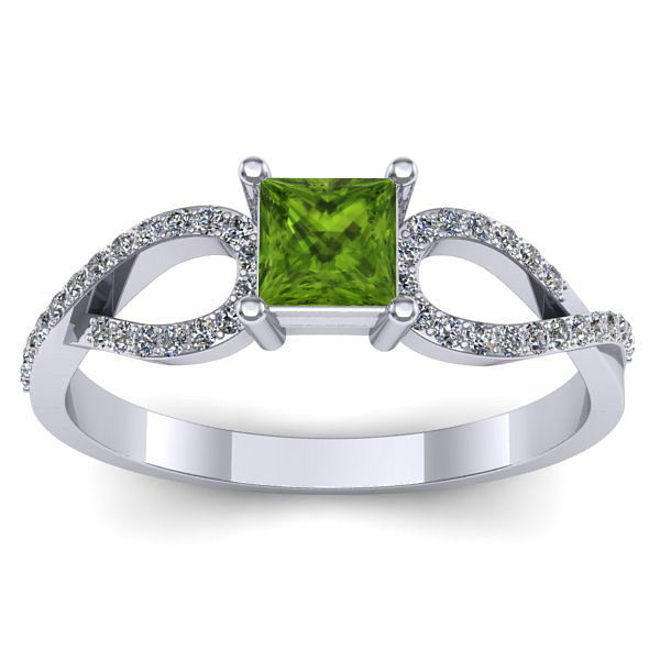 Inel cu peridot patrat