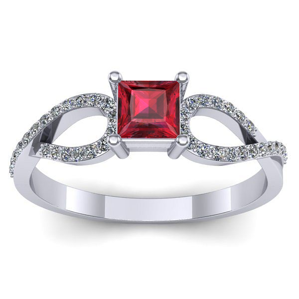 Inel logodna cu rubin patrat