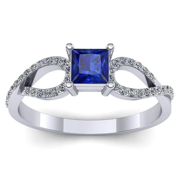 Inel logodna cu safir patrat