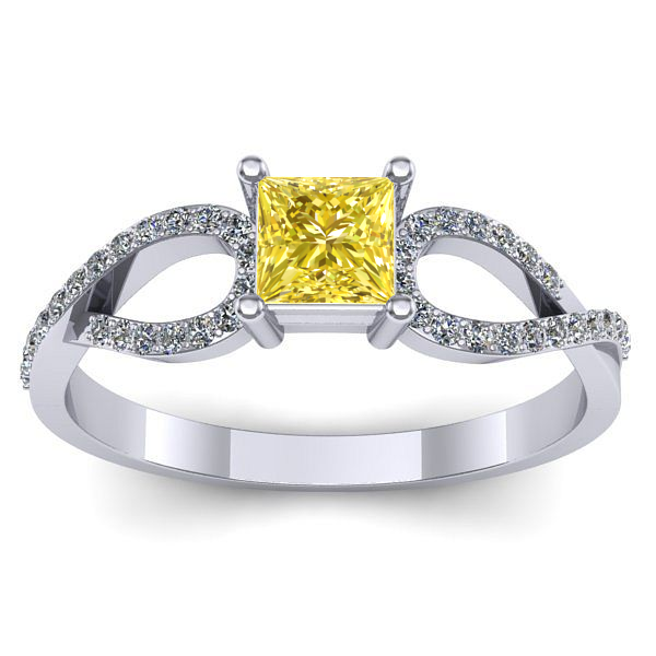 Inel logodna cu safir galben patrat