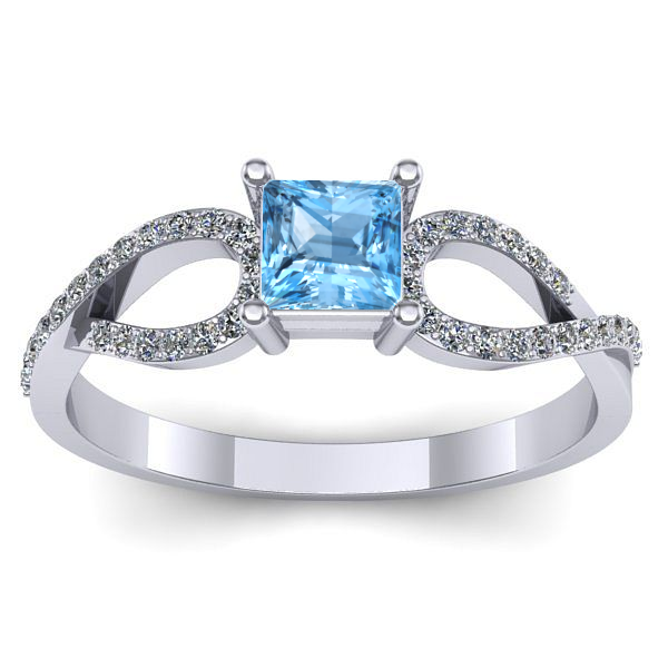 Inel logodna cu topaz blue patrat