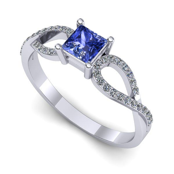 Inel logodna din aur alb cu tanzanit