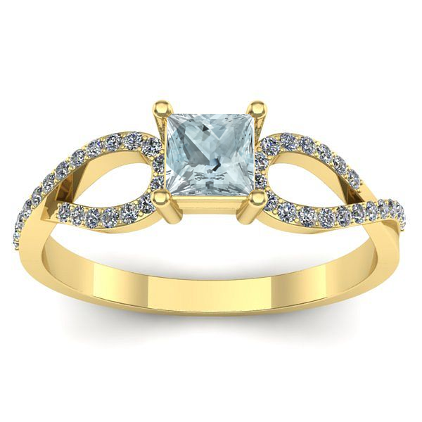 Inel cu aquamarin patrat