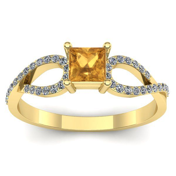 Inel logodna cu citrin patrat