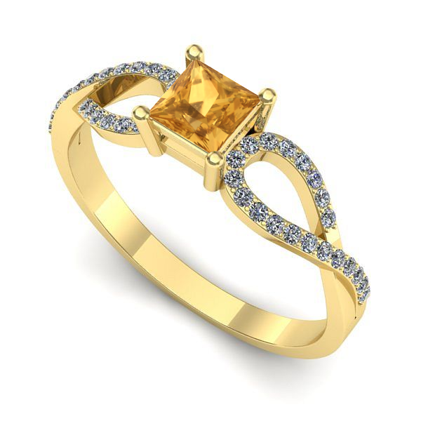 Inel din aur galben cu citrin