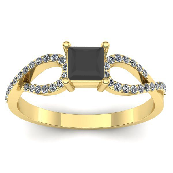 Inel logodna cu diamant negru patrat