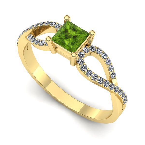 Inel logodna din aur galben cu peridot