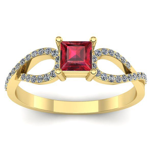 Inel de logodna cu rubin patrat