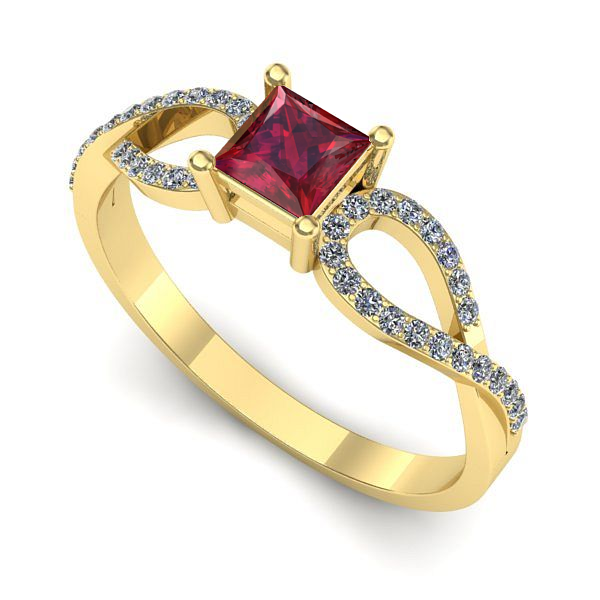 Inel din aur galben cu rubin