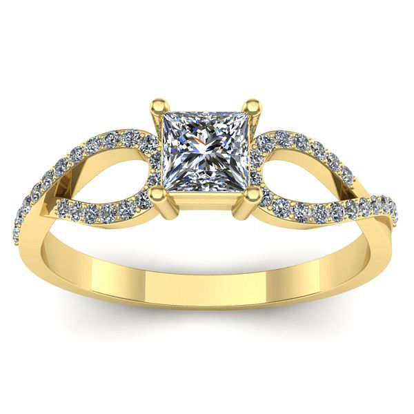 Inel cu safir alb patrat