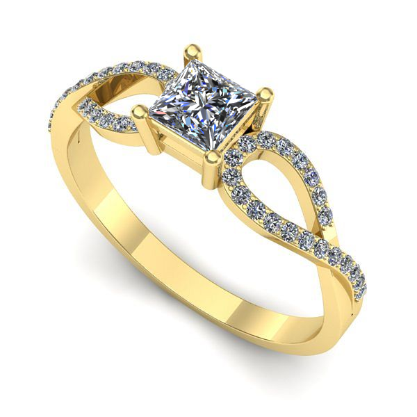 Inel din aur galben cu safir alb