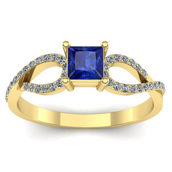 Inel cu safir patrat