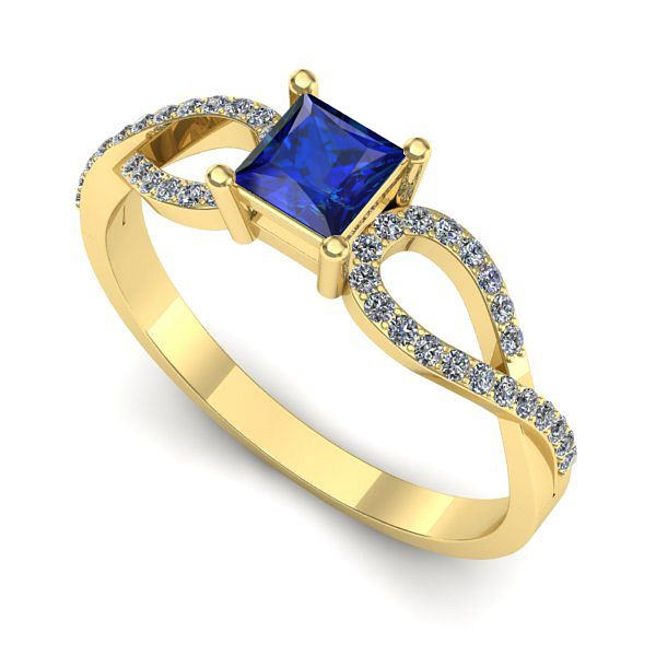 Inel de logodna din aur galben cu safir